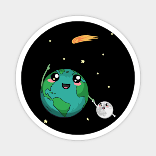 Earth And Moon Cute Uncle Halley Magnet